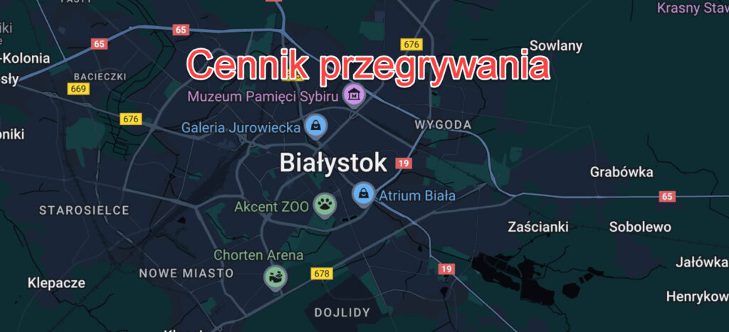 Cennik cena Przegrywania Białystok